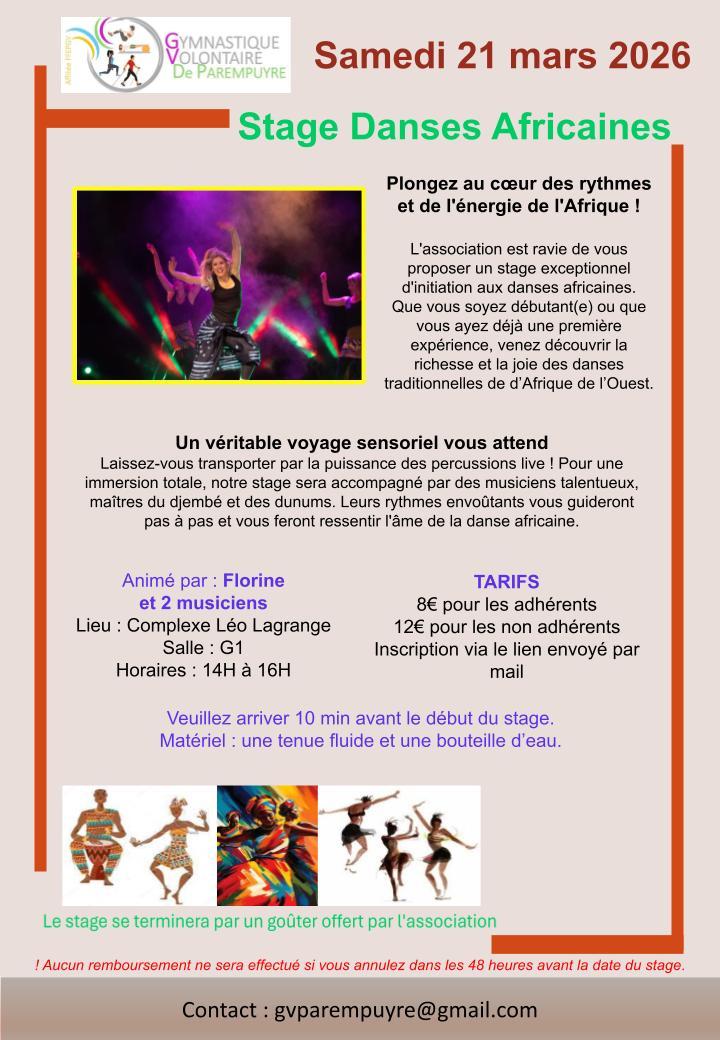 Affiche stage danse africaine 1