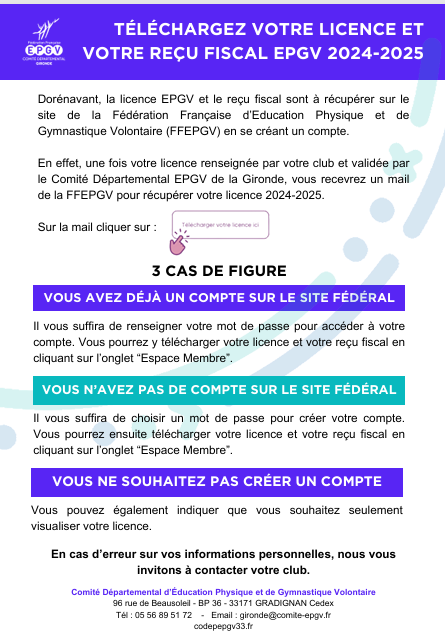 FFEPGV Télécharger votre reçu fiscal